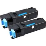 2 stuks Dell 593-10313 / 593-10321 (FM065) toner cyaan hoge capaciteit (Inkt Maxx Huismerk)