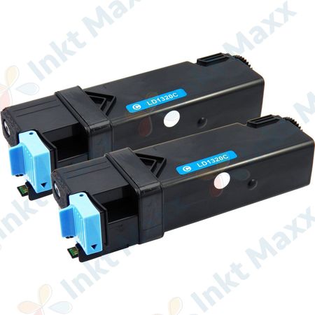 2 stuks Dell 593-10259 (KU051) toner cyaan hoge capaciteit (Inkt Maxx Huismerk)