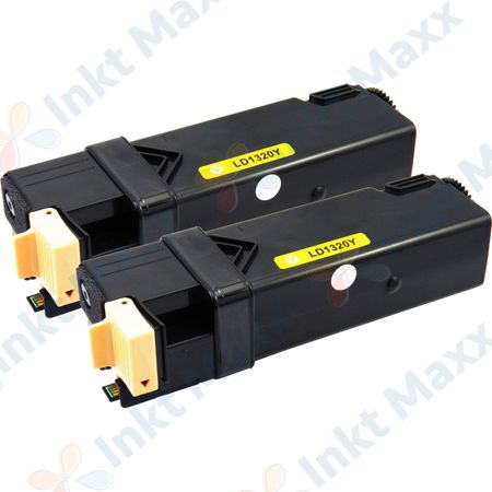 2 stuks Dell 593-10260 (PN124 / KU054) toner geel hoge capaciteit (Inkt Maxx Huismerk)