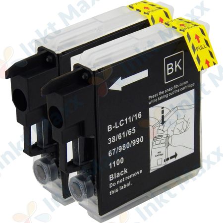 2 stuks Brother LC980BK inktcartridges zwart (Inkt Maxx Huismerk)