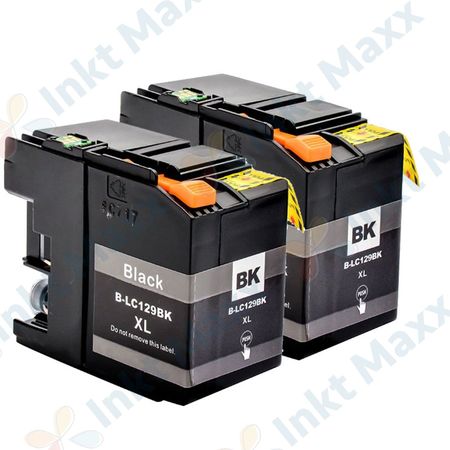 2 stuks Brother LC129BK inktcartridges zwart ultra hoge capaciteit (Inkt Maxx Huismerk)