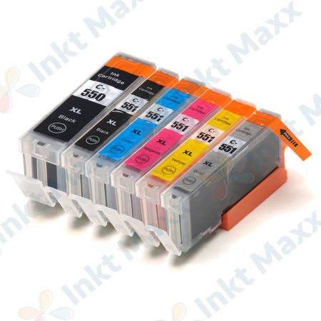 6 stuks Canon PGI-550XL & CLI-551XL inktcartridges hoge capaciteit (Inkt Maxx Huismerk)