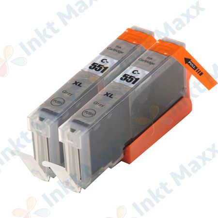 2 stuks Canon CLI-551XL inktcartridges grijs hoge capaciteit (Inkt Maxx Huismerk)