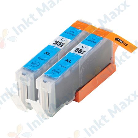 2 stuks Canon CLI-551XL inktcartridges cyaan hoge capaciteit (Inkt Maxx Huismerk)