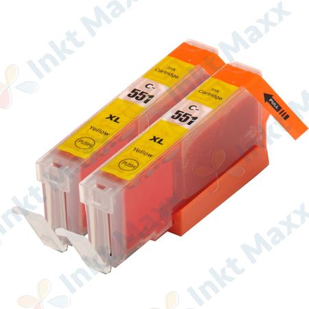 2 stuks Canon CLI-551XL inktcartridges geel hoge capaciteit (Inkt Maxx Huismerk)