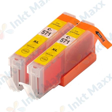 2 stuks Canon CLI-571XL inktcartridges geel hoge capaciteit (Inkt Maxx Huismerk)