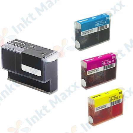 4 stuks Canon BJI-201 inktcartridges hoge capaciteit (Inkt Maxx Huismerk)