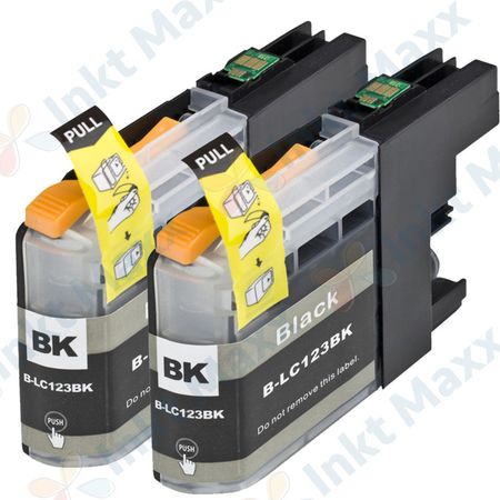 2 stuks Brother LC123 (LC121) inktcartridges zwart hoge capaciteit (Inkt Maxx Huismerk)