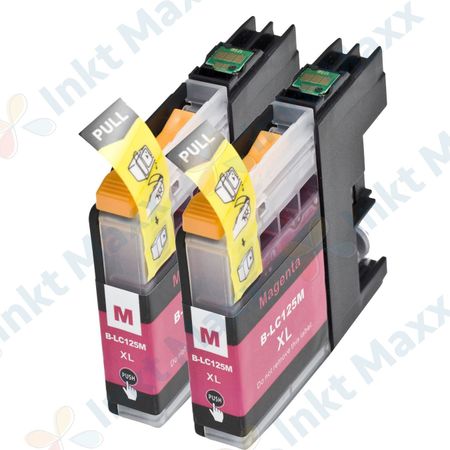 2 stuks Brother LC125M inktcartridges magenta super hoge capaciteit (Inkt Maxx Huismerk)