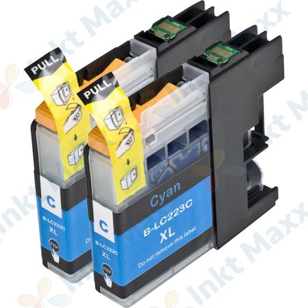 2 stuks Brother LC223 (LC221) inktcartridges cyaan hoge capaciteit (Inkt Maxx Huismerk)