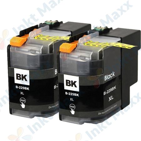 2 stuks Brother LC229BK inktcartridges zwart super hoge capaciteit (Inkt Maxx Huismerk)